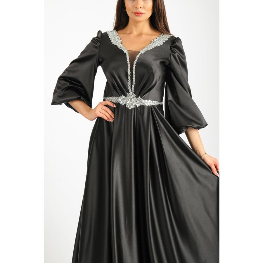 Londonella Women's Long Evening Dress with Long Sleeves - Black - 100250