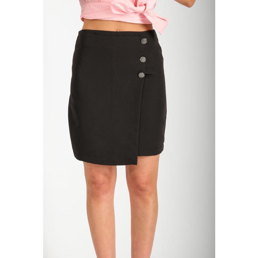 Londonella Skirt with Button-through front - Black - 100154