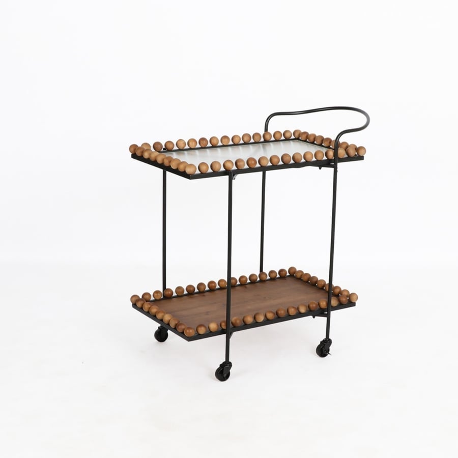 Modern rectangular wooden serving cart