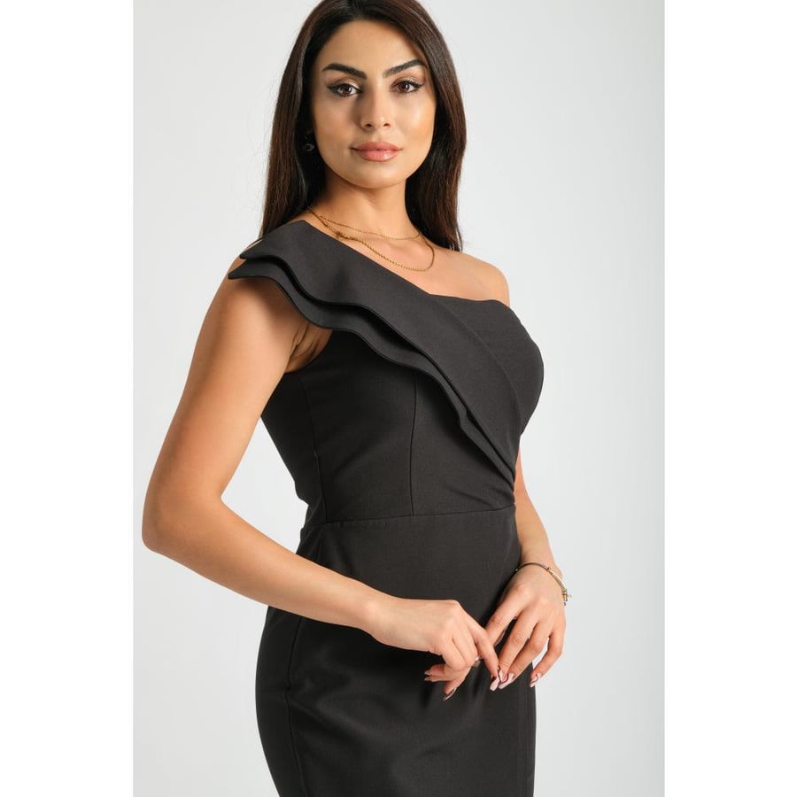 Londonella Women's One-Shoulder Elegant Waist Short Evening Dress - Black - 100223