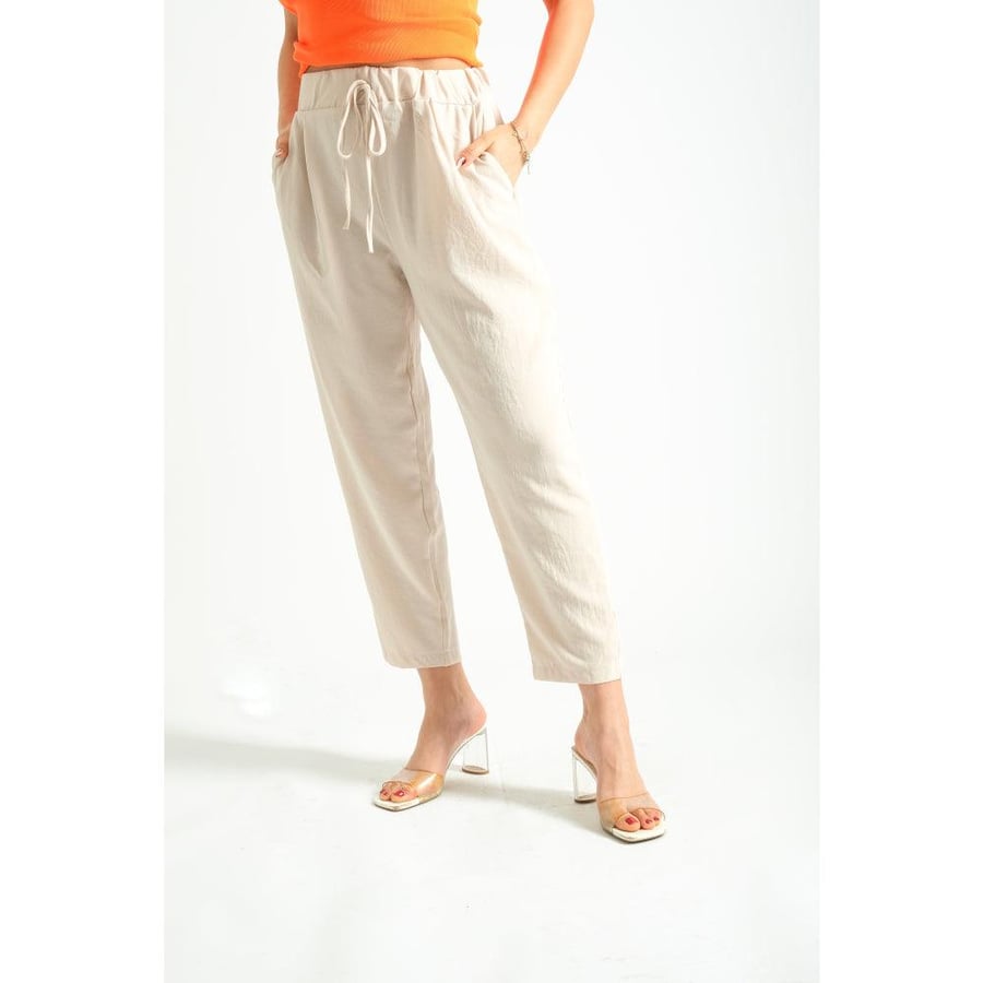 Londonella Women's Classic Wide Leg High-waisted Pants - Beige - 100237