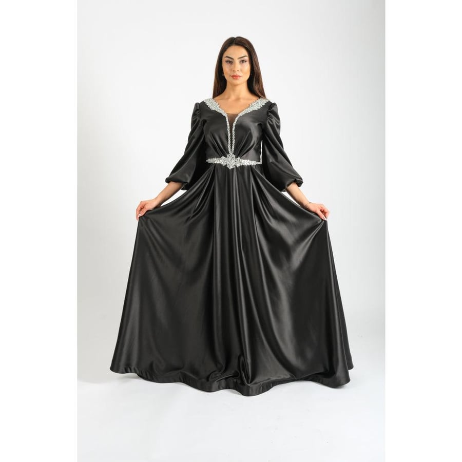 Londonella Women's Long Evening Dress with Long Sleeves - Black - 100250