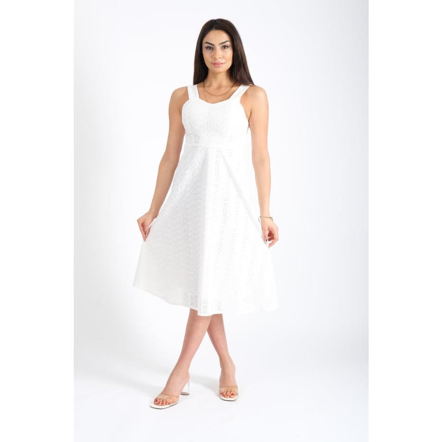 Londonella Dress with Sweetheart neck - White - 100132