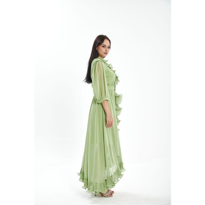 Londonella Women's Midi Summer Dress With Belt And Transparent Half Sleeves - Lon100319