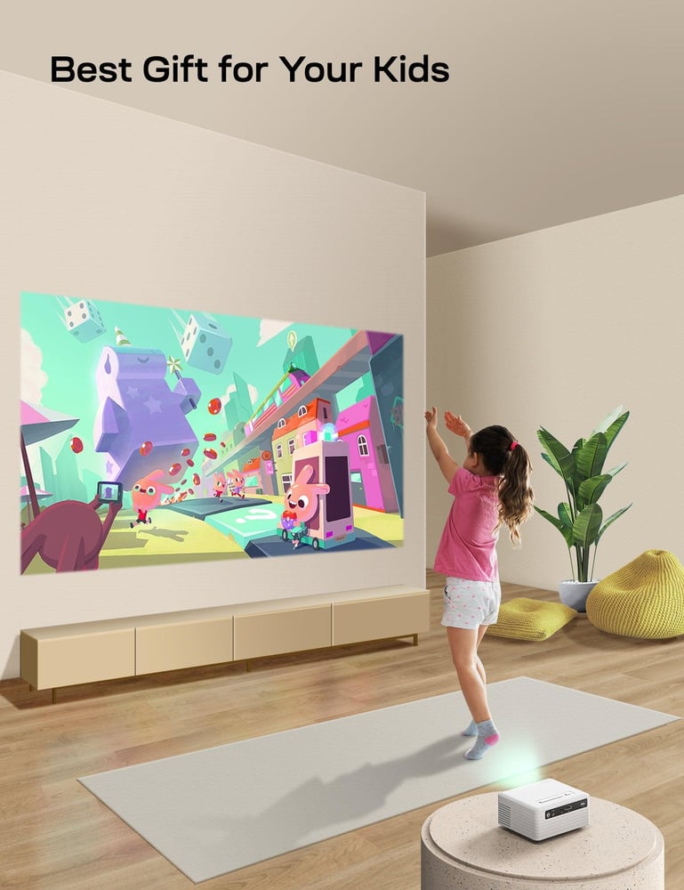 إيبمان جهاز عرض صغير LC-500، جهاز عرض سينمائي منزلي متعدد الوسائط، متوافق مع HDMI وUSB وAV والكمبيوتر المحمول والهاتف الذكي، جهاز عرض محمول بقوة 5500 لومن ودقة 720 بكسل، أكثر من 20000 ساعة