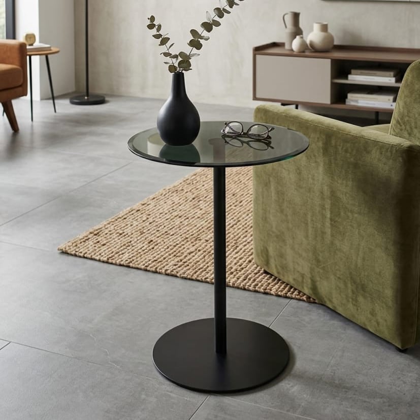 طاولة خدمة سطح زجاجي أسود - 54*34 سم
