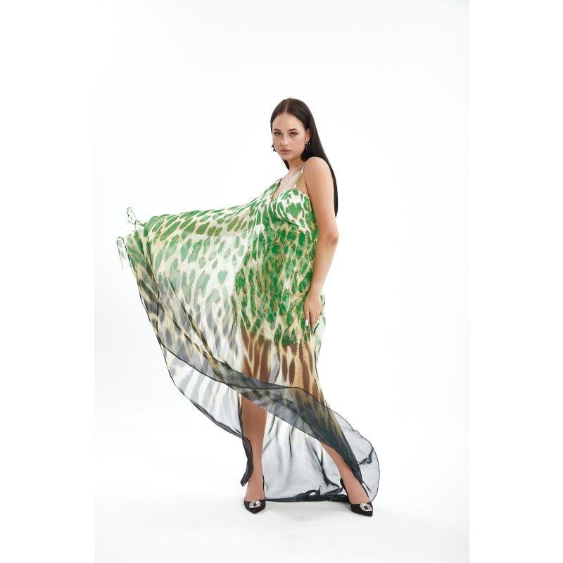 Londonella Women's Long Summer Dress With One Sleeve - Green - LON100289