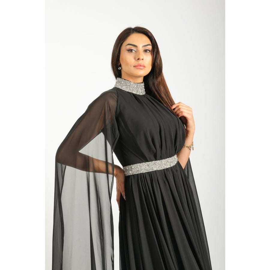 Londonella Women's Long Evening Dress with Long Chiffon Sleeves - 100253