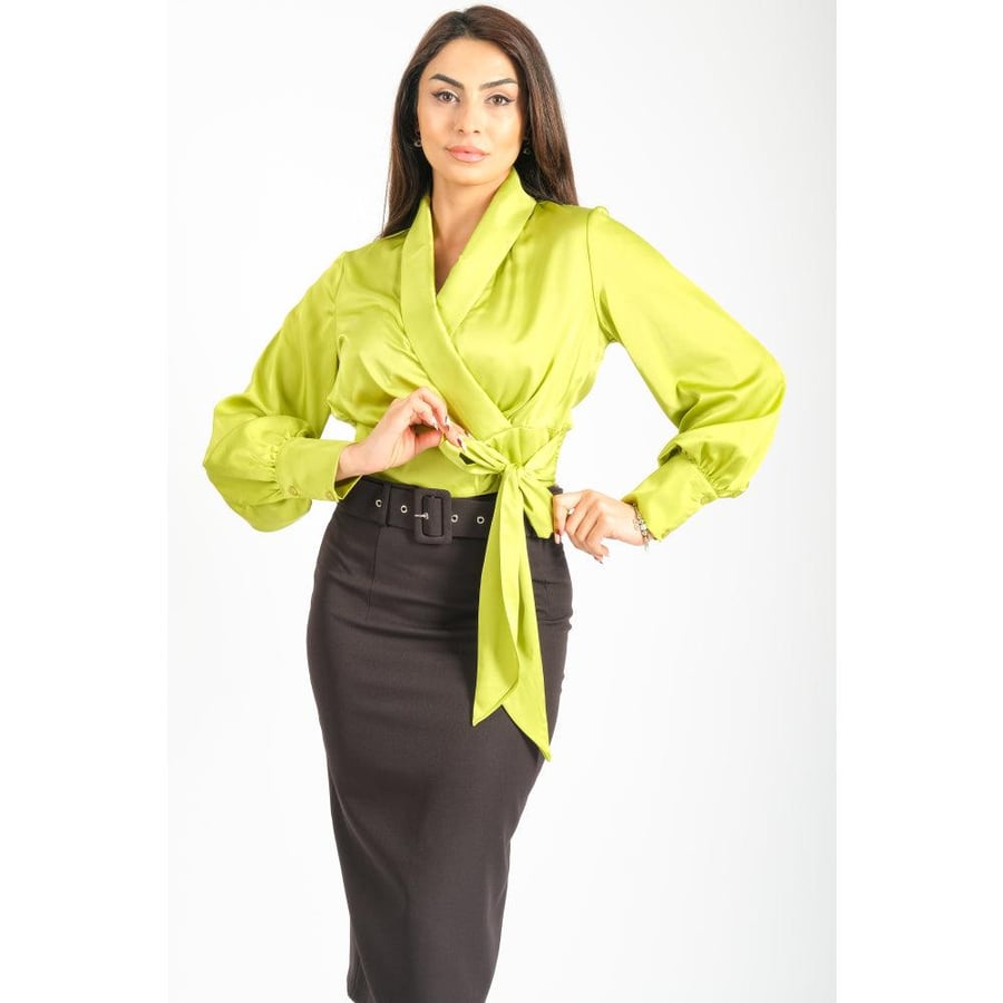 Londonella Blouse with Wrap front - Green - 100165