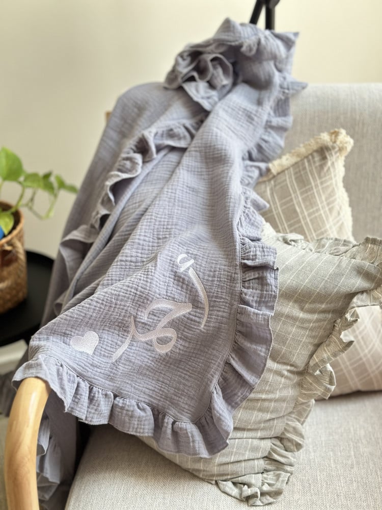 A blanket with embroidery