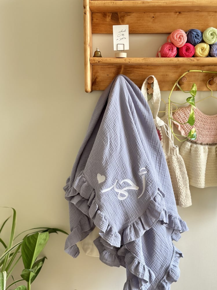 A blanket with embroidery