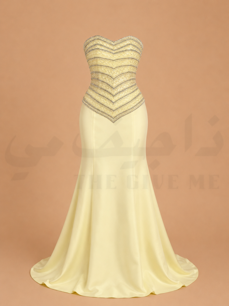 فستان سهره بتصميم الكورسيه بتطريزات دقيقه ومتقنه