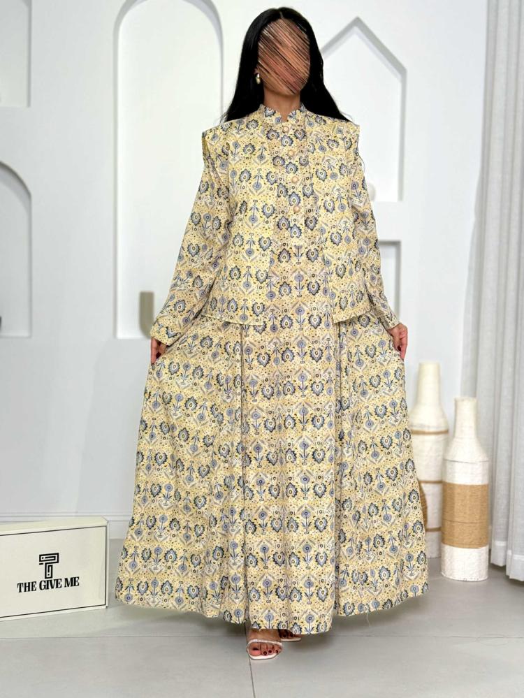 Long two-piece traditional patterned thobe