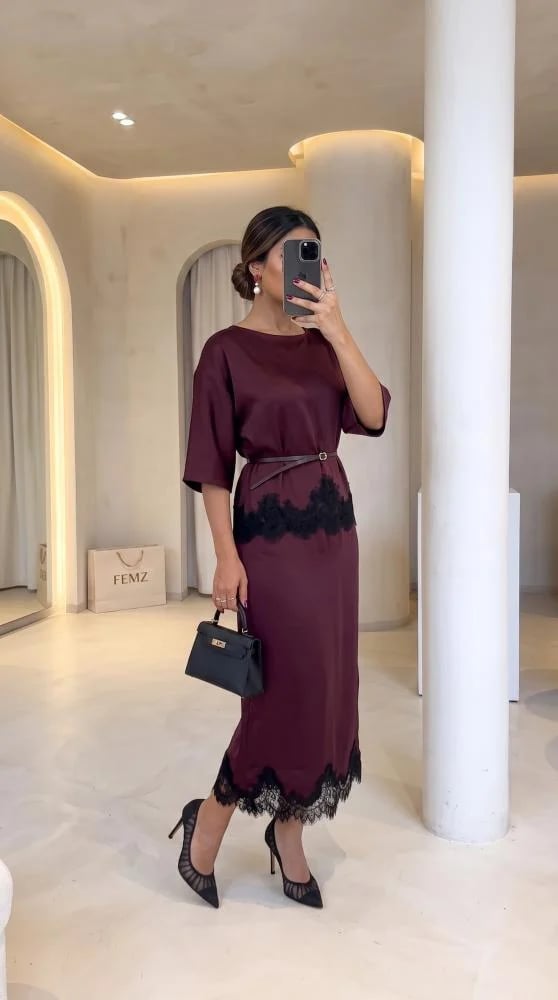 طقم سيرين عنابي