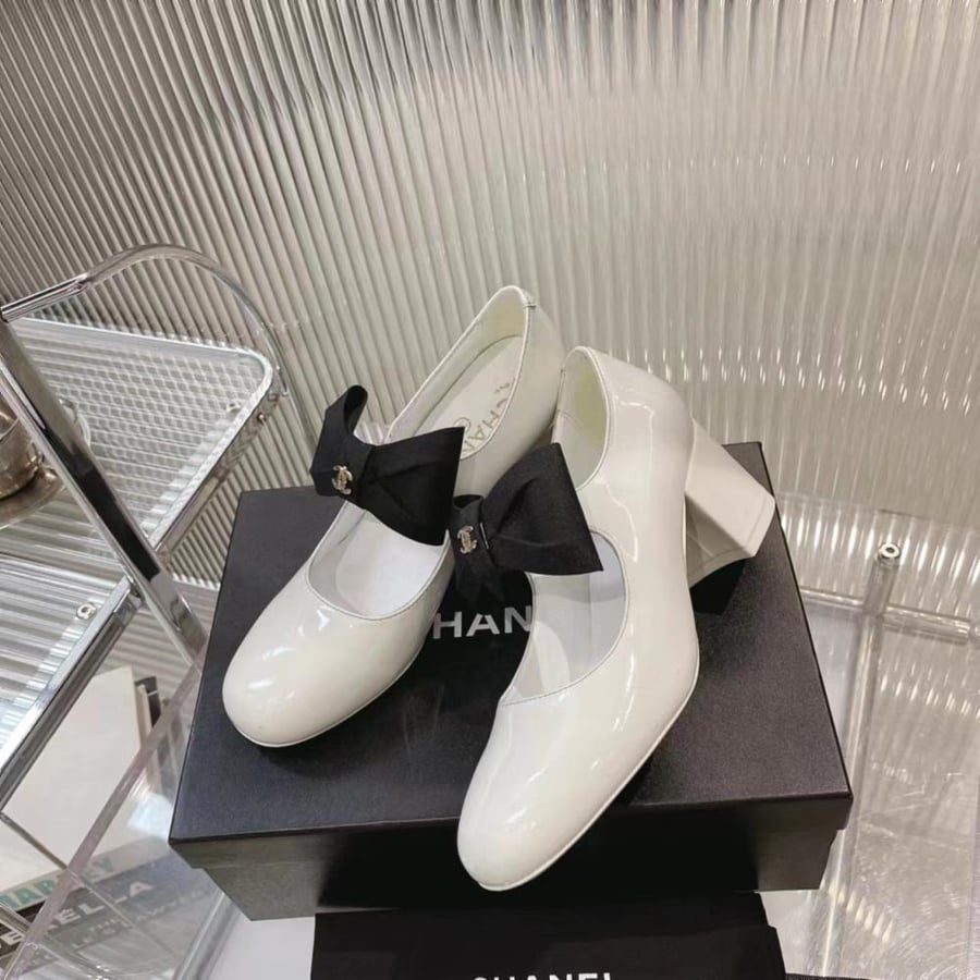 Chanel heels mary jane white