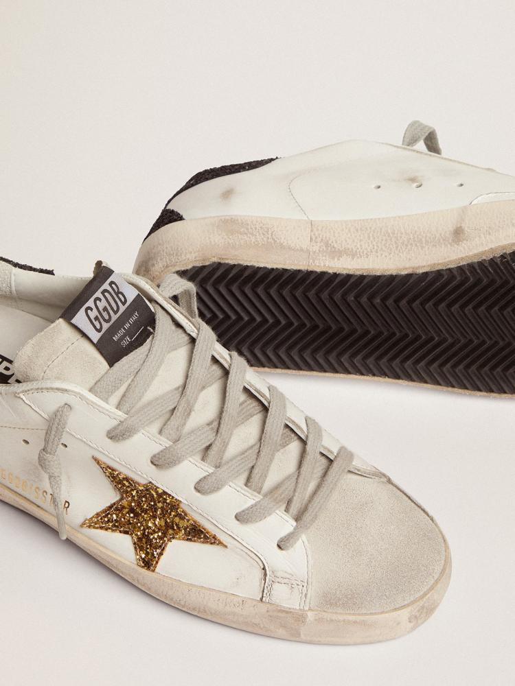 Women's Super-Star with silver star and brown glitter heel tab