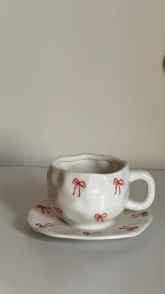 كوب سيراميك 400ml مع صحن