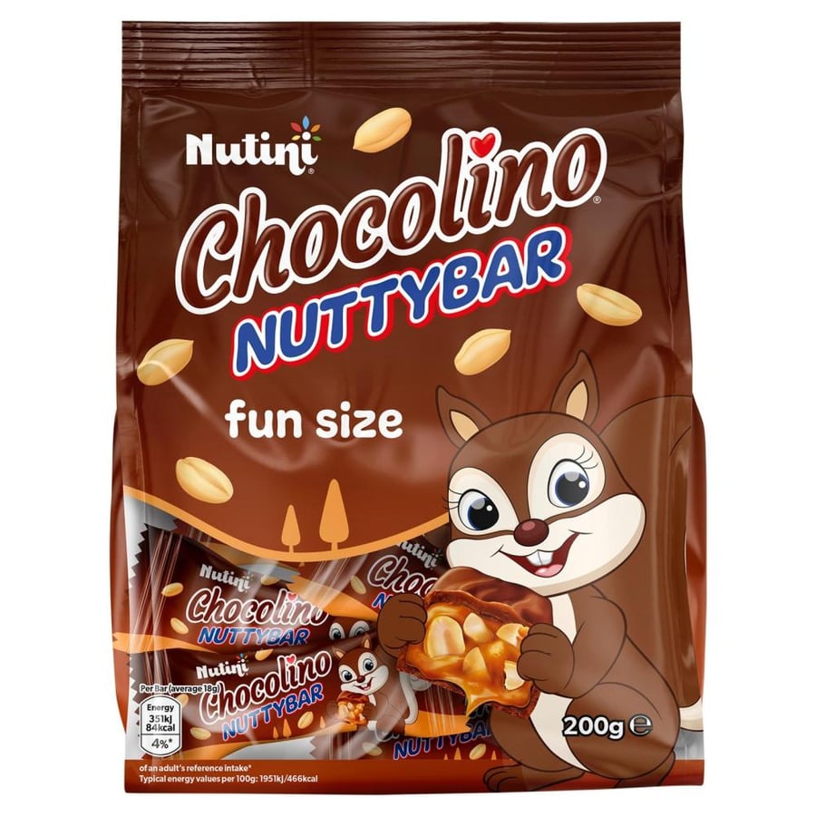 شوكولاتة شوكولينو نتي بار بالفول السوداني – حجم مرح (200 جم) Nutini Chocolino Nutty Bar