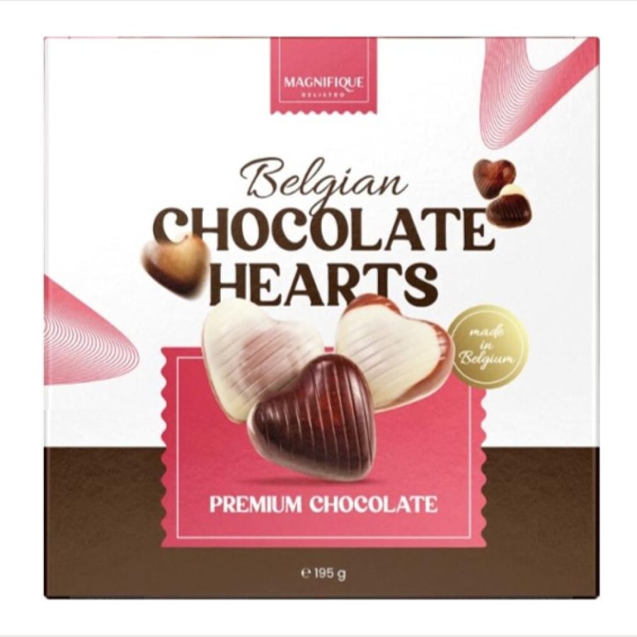 شوكولاتة بلجيكية على شكل قلوب فاخرة 195 جم – Belgian Chocolate Hearts