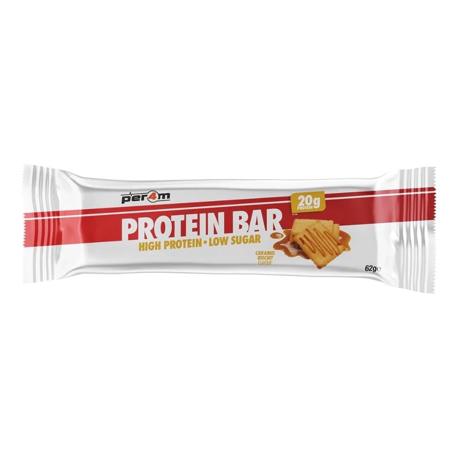 بروتين بار بنكهة البسكويت بالكراميل 62 جم Per4m Protein Bar Caramel Biscuit