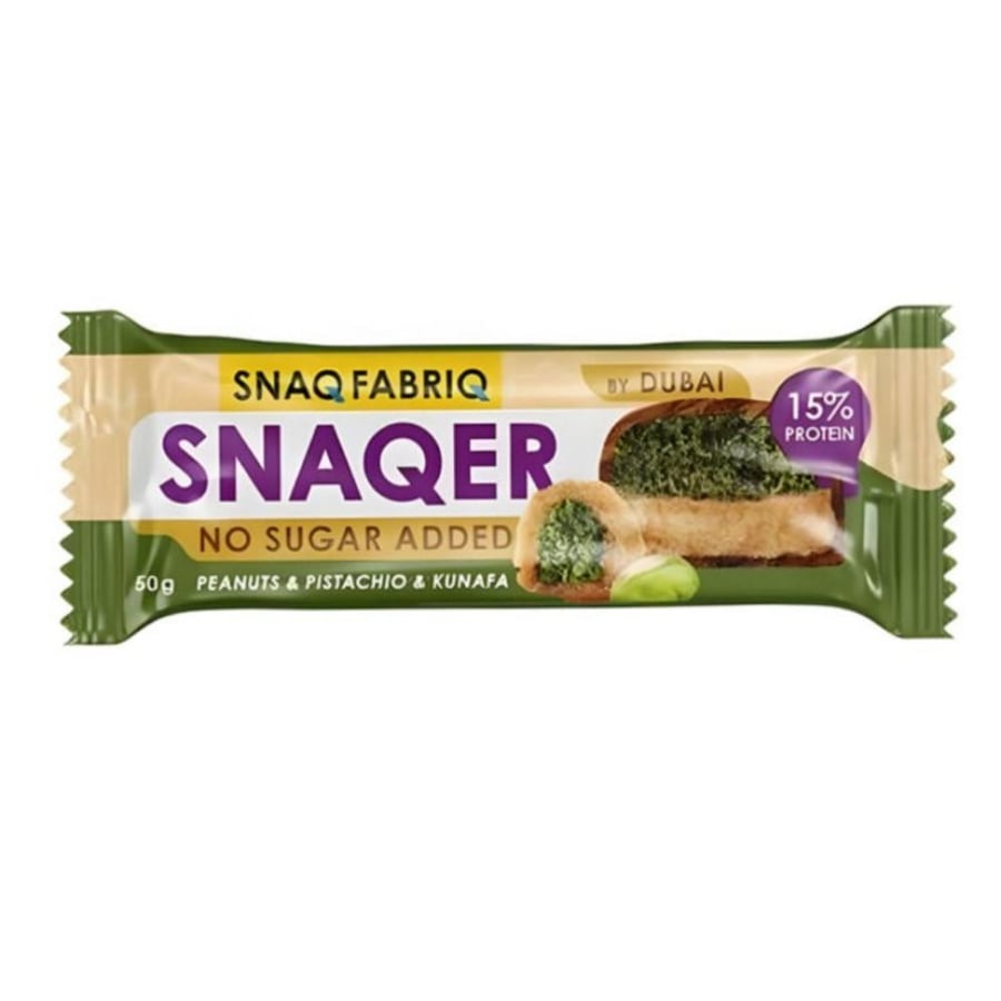 سناك فابريك SNAQER فستق وكنافة مع فول سوداني بدون سكر – Protein Snack 15%