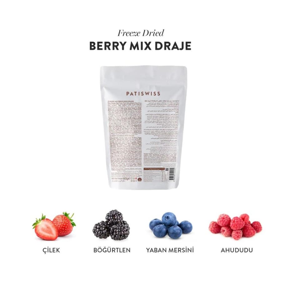 شوكولاتة باتي سويس فواكه مجففة Berry Mix من Patiswiss – مكس توت مغطى شوكولاتة 60 جم