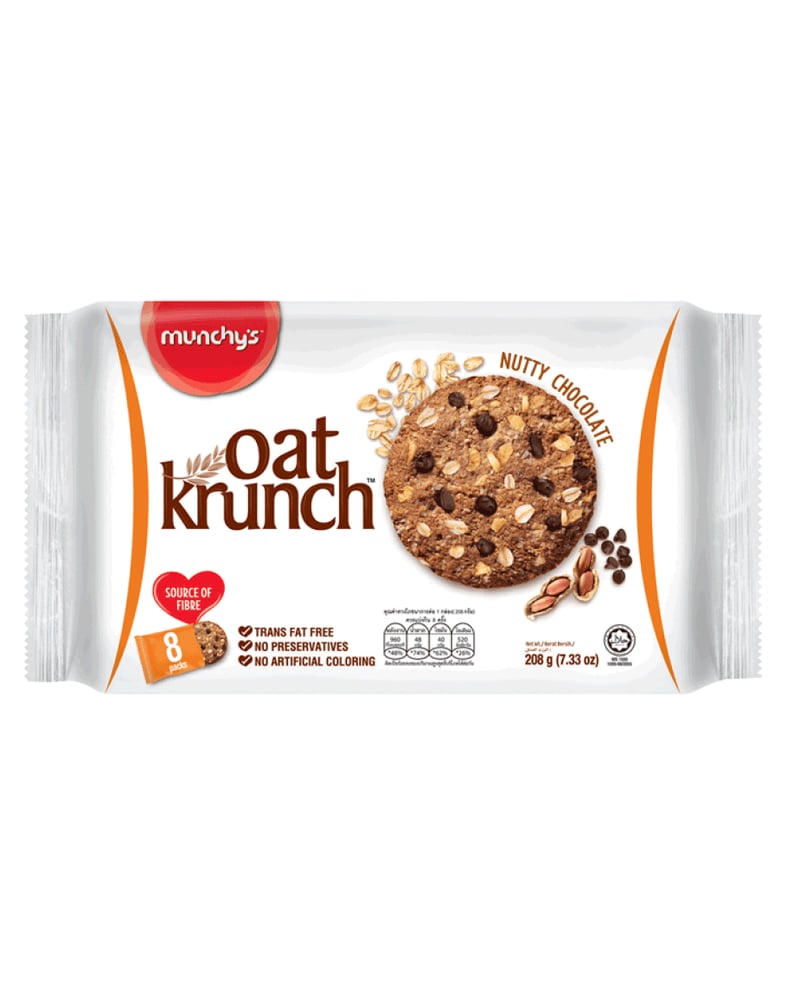 بسكويت الشوفان مونشيز اوت كرانش بالشوكولاتة والفول السوداني 208 جم  – Munchy’s Oat Krunch