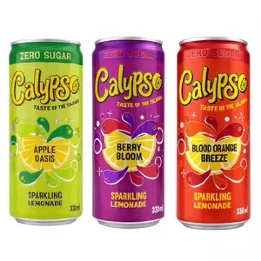 مشروب كالبيسو فوار بدون سكر 330 مل (تفاح – توت – برتقال احمر ) – Calypso Zero Sugar Sparkling