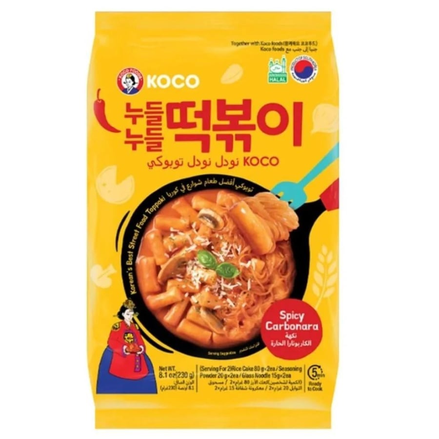 توبوكي كوري كاربونارا حار 230 جم– KOKO Spicy Carbonara Topokki