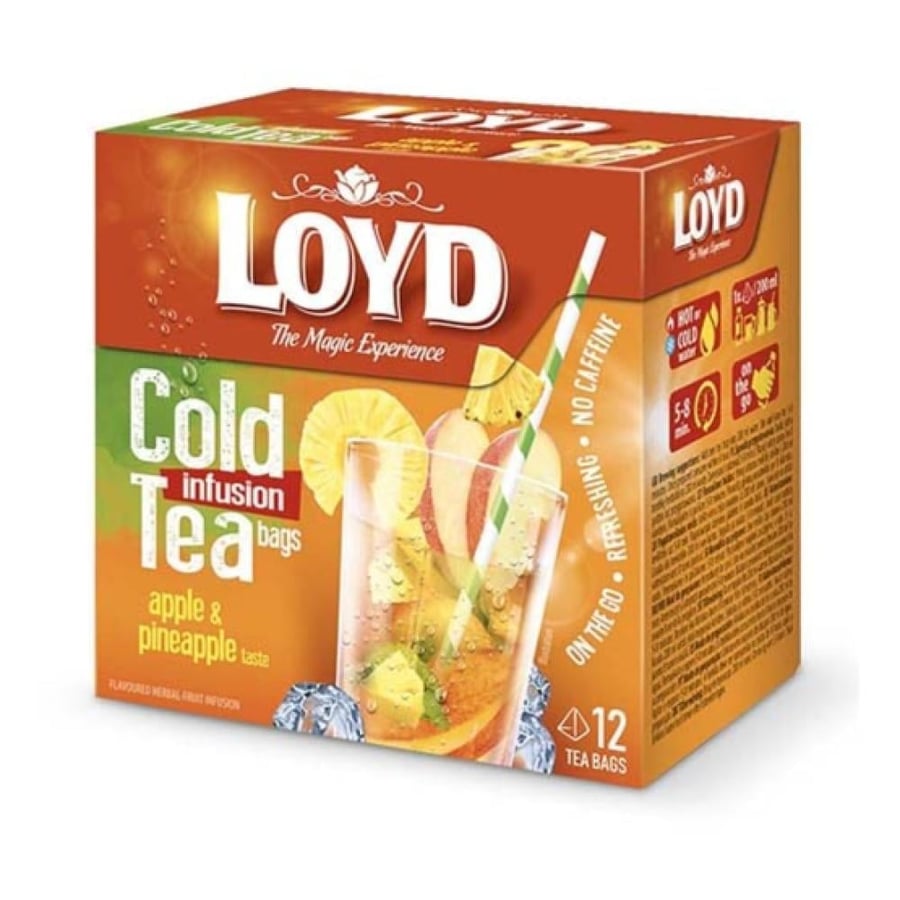 شاي لويد المثلج بنكهة الاناناس والليمون – LOYD Ice Tea Pineapple & Lemon 12 Tea Bags