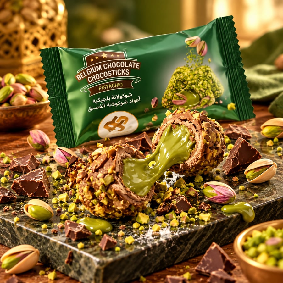 شوكولاتة بلجيكية بالفستق – Belgium Chocolate Chocosticks Pistachio