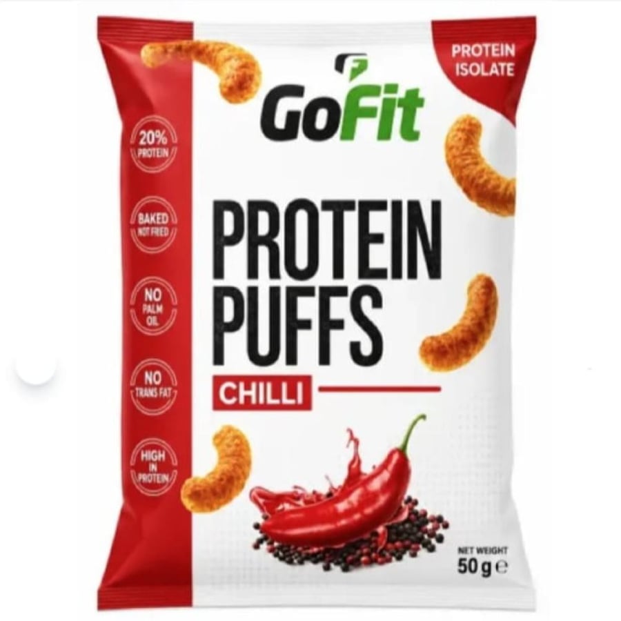 سناك جو فيت بروتين بفز بنكهة الفلفل الحار 50 جم – عالي البروتين ومخبوز GoFit Protein Puffs Chili Lemon 50g