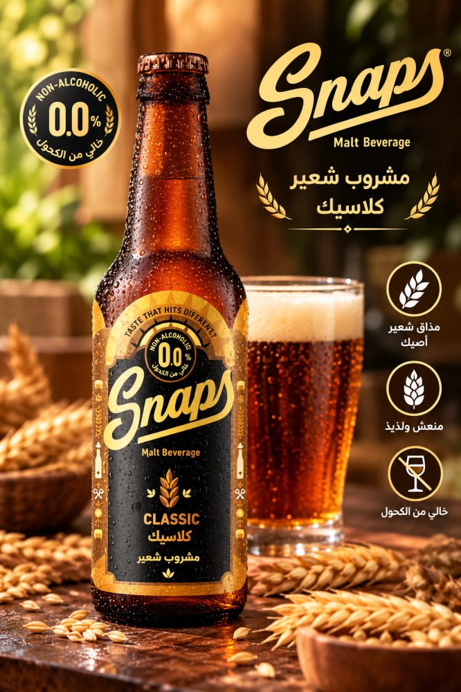سنابس كلاسيك – مشروب شعير بنكهة الشعير الأصلية 0.0% | Snaps Classic