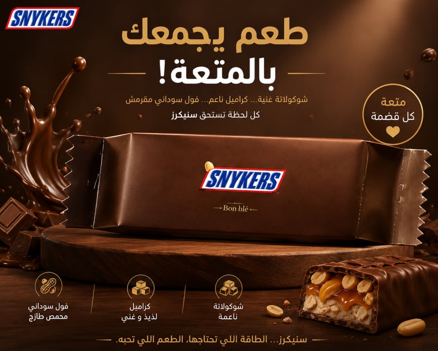 بون بليه كيك شوكولاتة سنيكرز بالفول السوداني والكراميل 235 جم