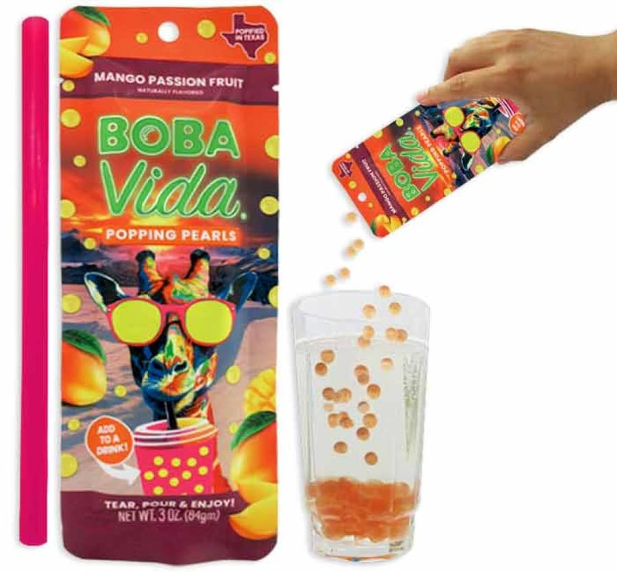 كرات بوبا فيدا المنفجرة بنكهة المانجو والباشن فروت 84 جم – Boba Vida Mango Passion Fruit Popping Pearls