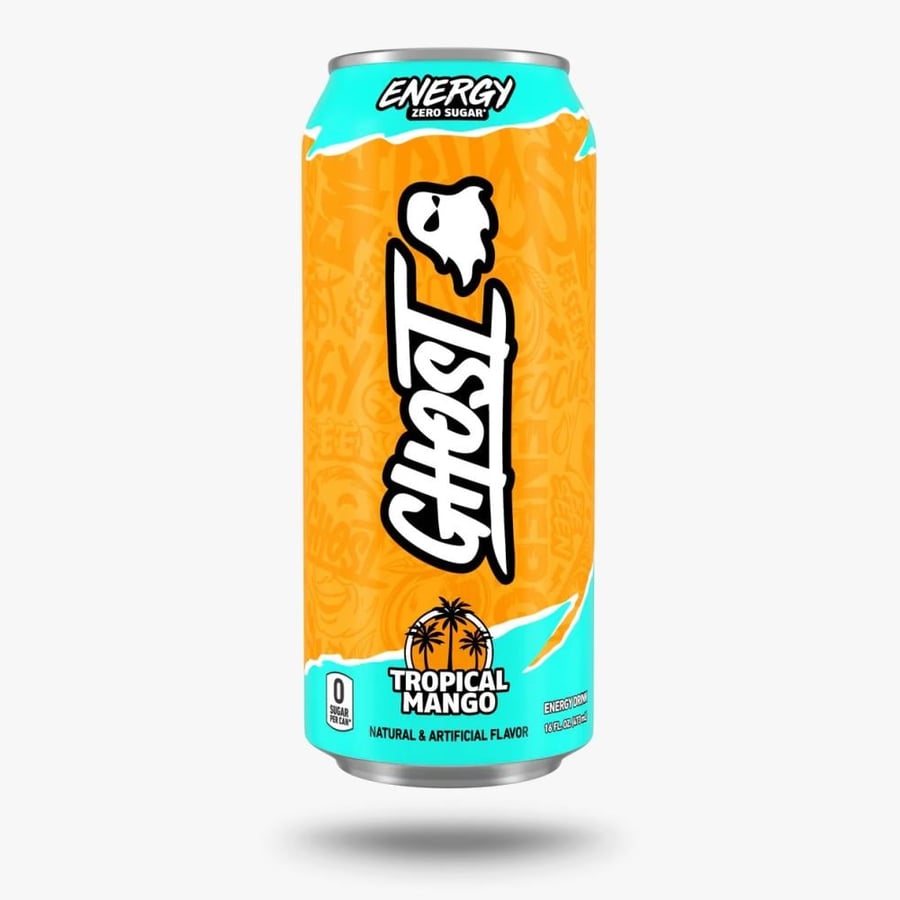 مشروب طاقة غوست بدون سكر – نكهة المانجو الاستوائي 473 مل Ghost Energy Tropical Mango Zero Sugar