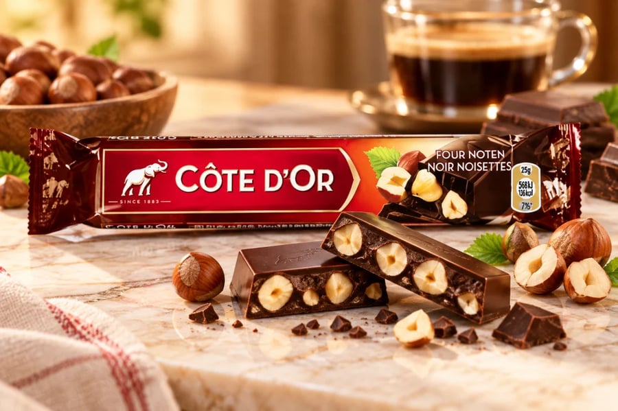 شوكولاتة كوت دور الداكنة بالبندق الكامل (Côte d'Or Dark Chocolate with Whole Hazelnuts) بوزن 45 جرام