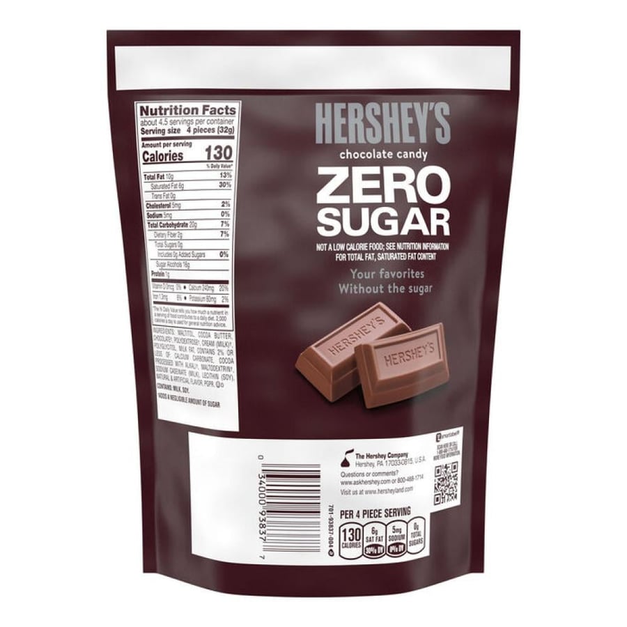 هيرشيز شوكولاتة بدون سكر – 144 جم | HERSHEY’S | شوكولاتة صحية دايت
