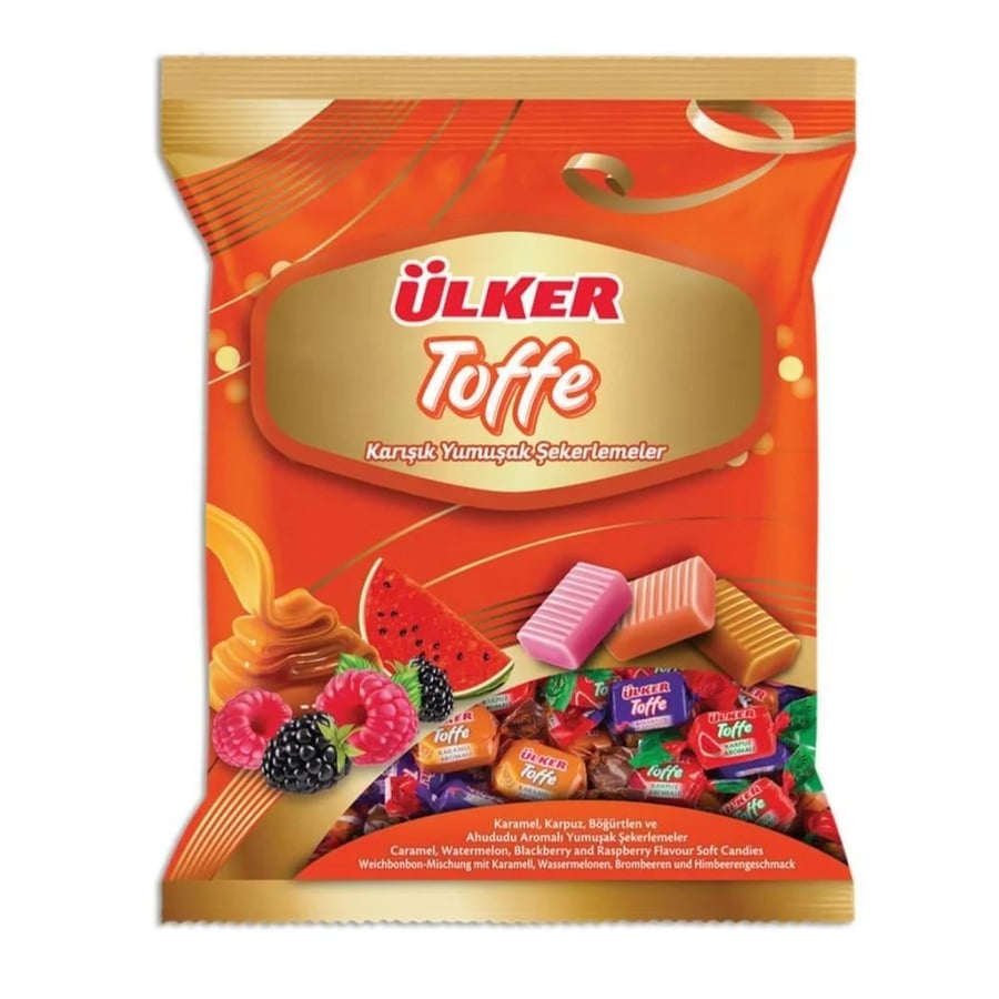 حلوى توفي اولكر مشكلة ناعمة بنكهات الفواكه والكراميل 350 جم Ülker Toffe Assorted Soft Candies
