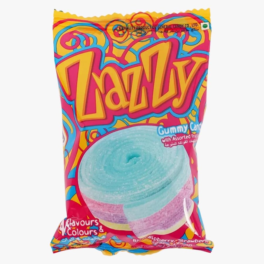حلوى زازي جومي رول بنكهات الفواكه المتنوعة – ZAZZY Gummy Candy Roll