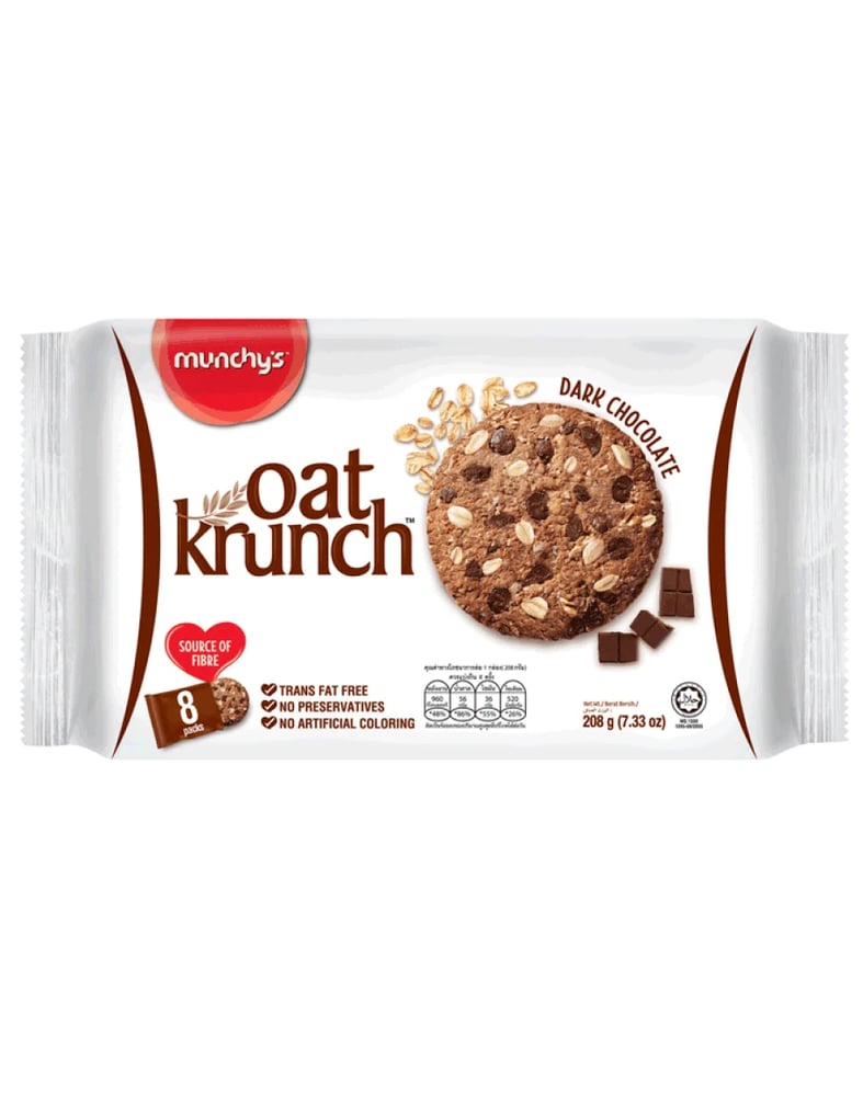 بسكويت الشوفان مونشيز اوت كرانش بالشوكولاتة الداكنة  208 جم – Munchy’s Oat Krunch