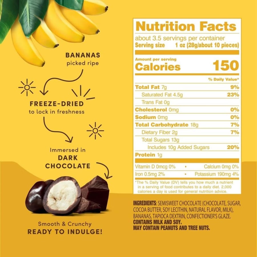 ترو فرو موز مجفف بالتجميد بالشوكولاتة الداكنة – Tru Fru Bananas Dark Chocolate