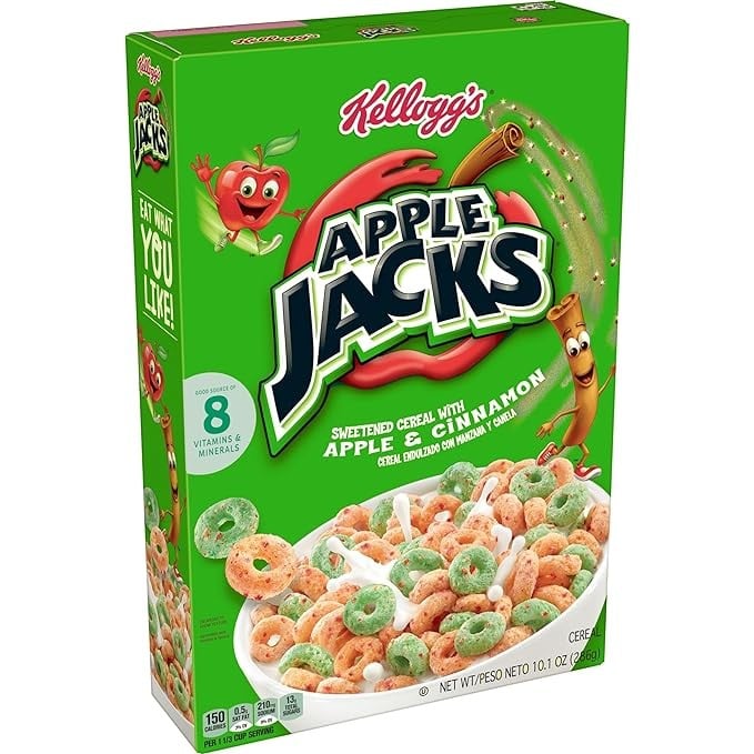 سريال حبوب الإفطار Kellogg's Apple Jacks، حبوب الأطفال، الإفطار العائلي، الأصلي للحبة