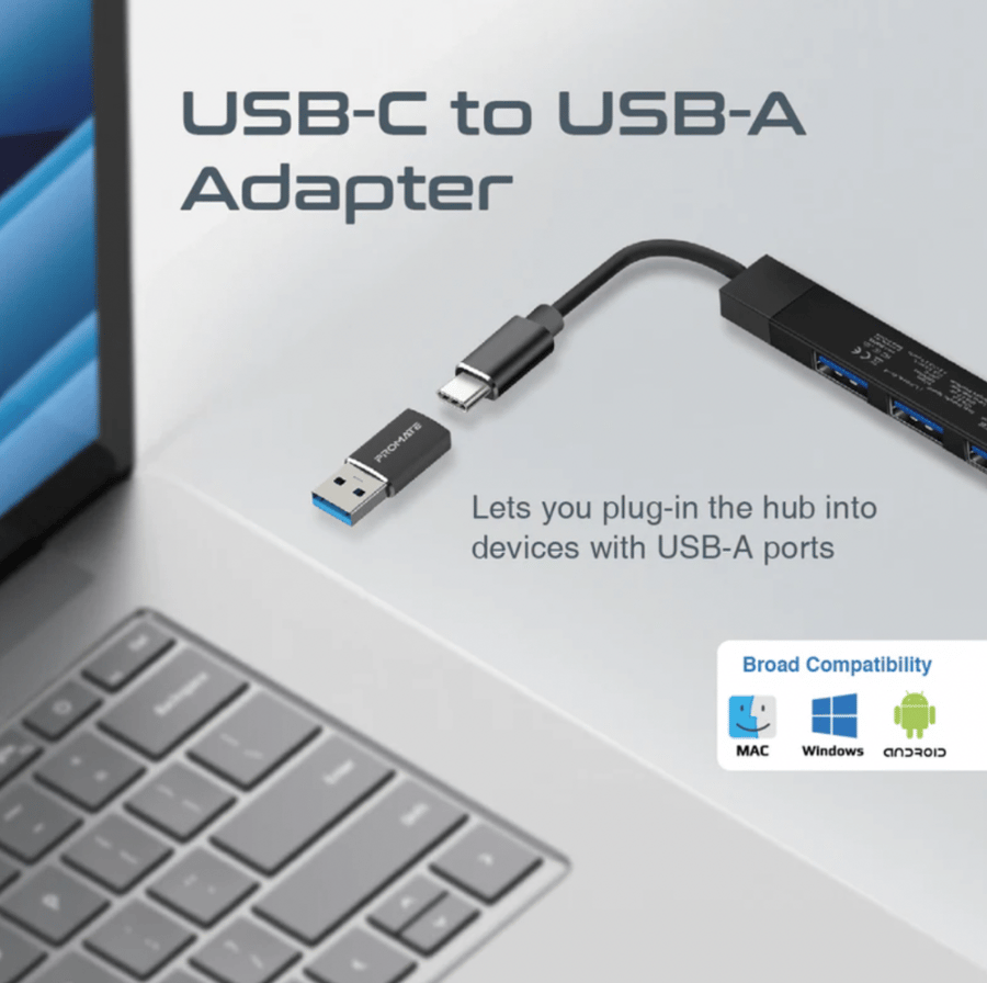 موزع بيانات USB-C متعدد المنافذ 4 في 1 من شركة PROMATE