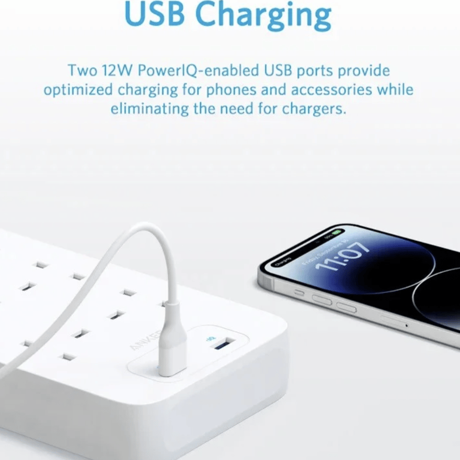 ANKER 8-OUTLET POWER STRIP WITH 2 USB-A PORTS