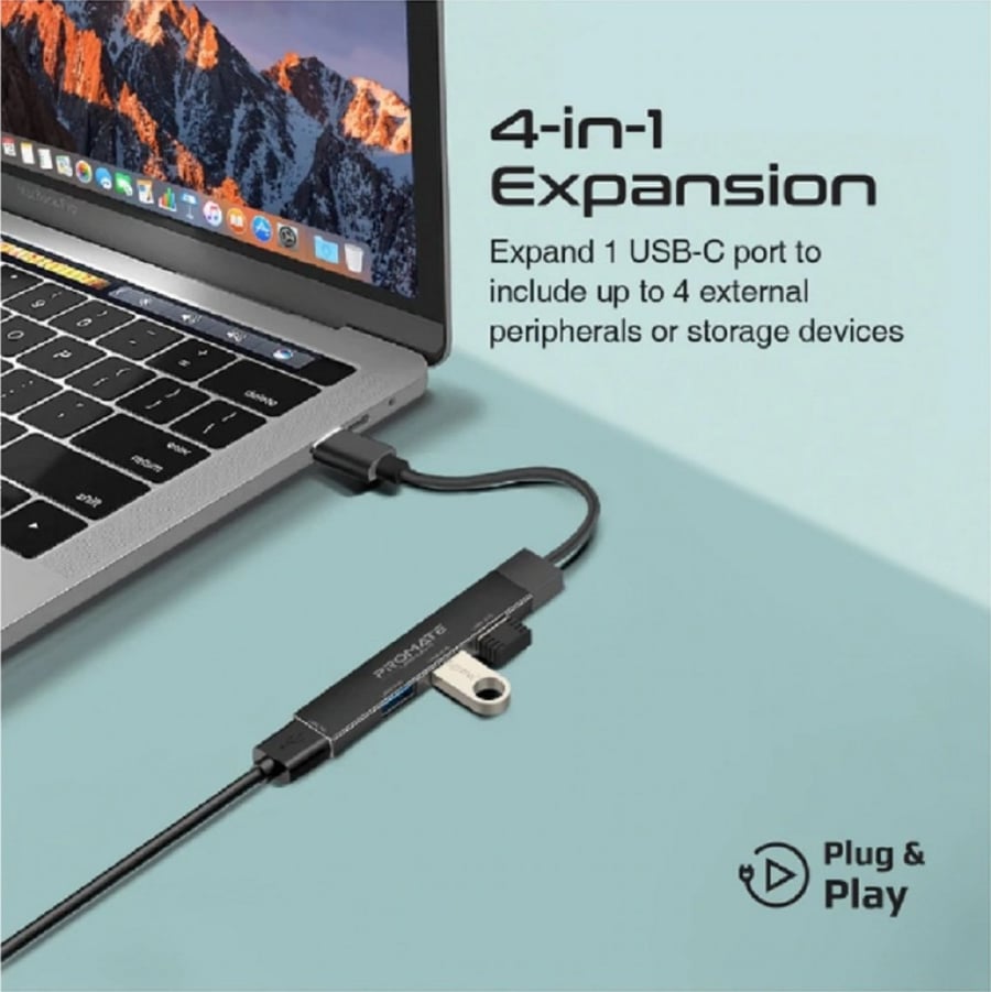 موزع بيانات USB-C متعدد المنافذ 4 في 1 من شركة PROMATE