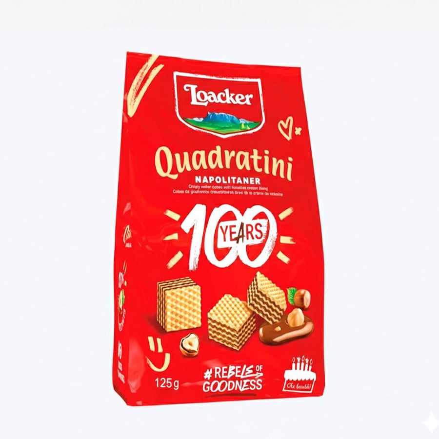 لواكر كوادراتيني نابوليتانير بالبندق 125 جم Loacker Quadratini Napolit