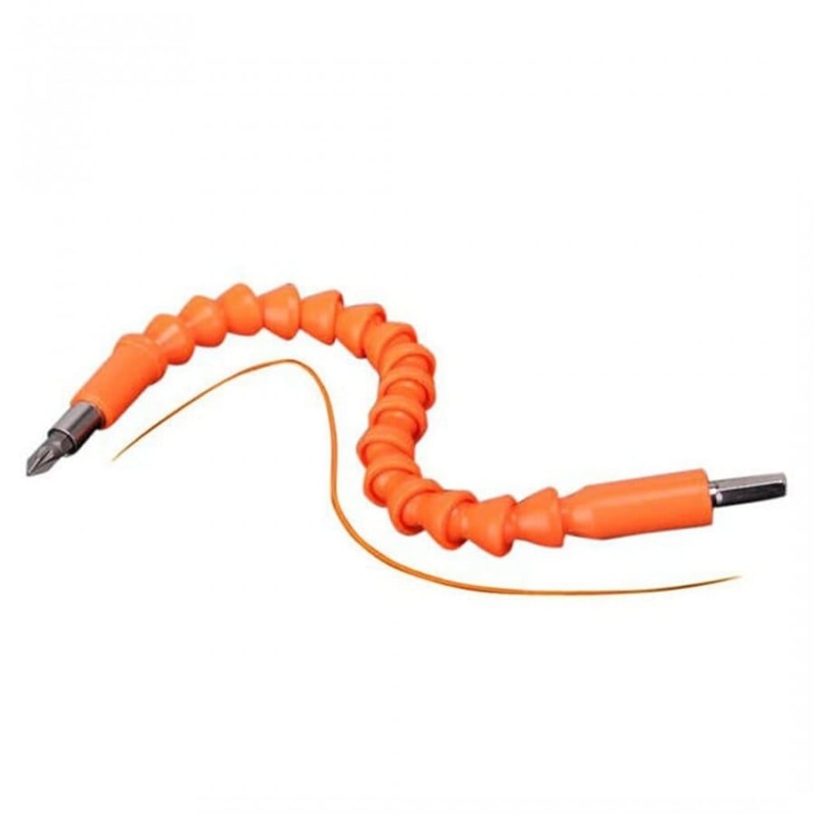 Flexible connector for screwdrivers, attaches to the drill