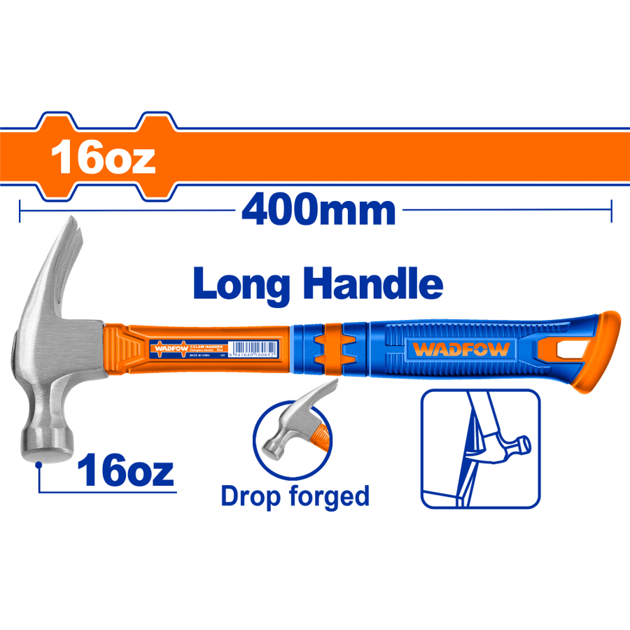 شاكوش قلاعي يد فيبر راس مستقيم 16oz/450g WADFOW WHM336L