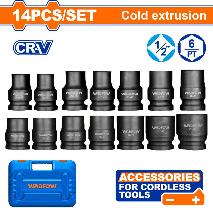 طقم حبوب اسود 1/2" 14pcs WADFOW WMS4D01